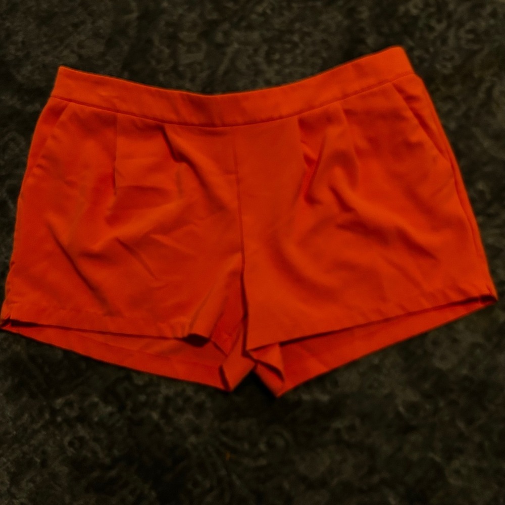 Mossimo Womens Orange Pleated Front Elastic Back Casual Shorts Size Large L